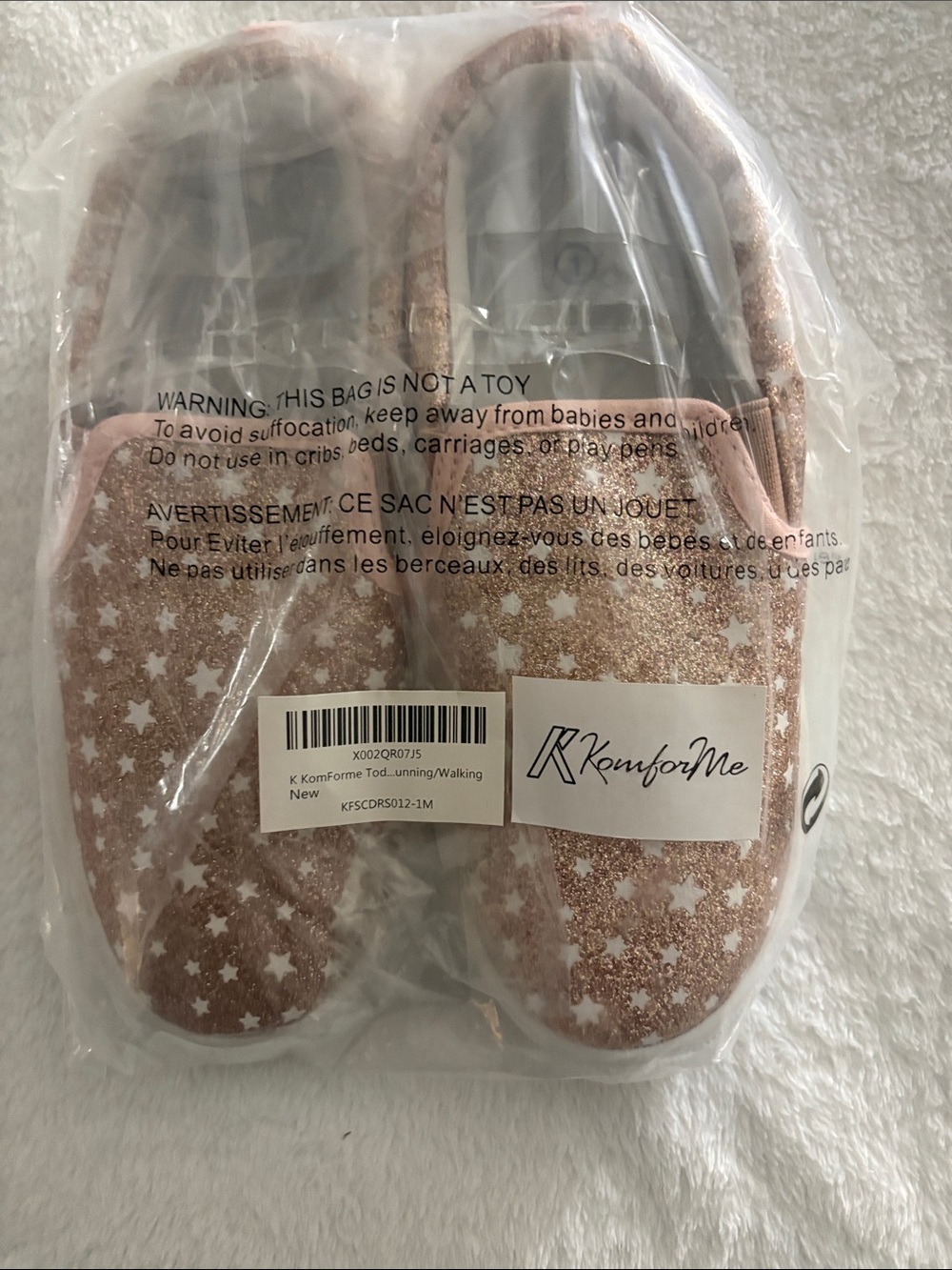 Girls' Glitter Star Slip-On Slippers - Rose Pink
